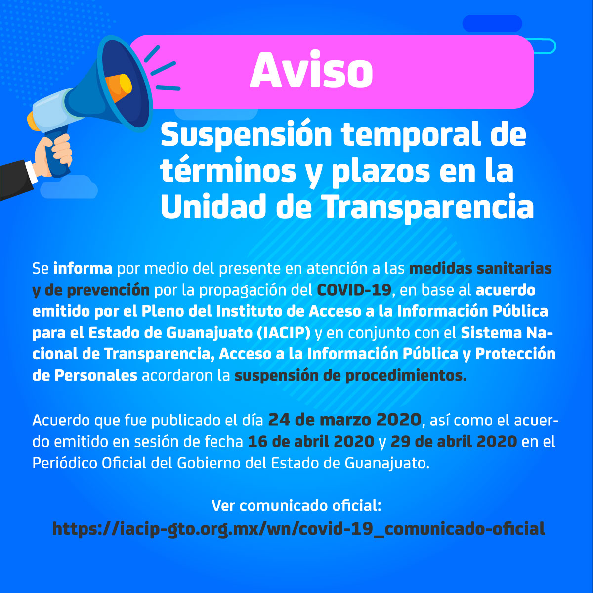 Suspensión de Servicios de Transparencia
