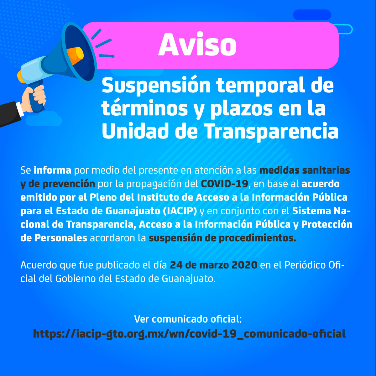 Suspensión de Servicios de Transparencia